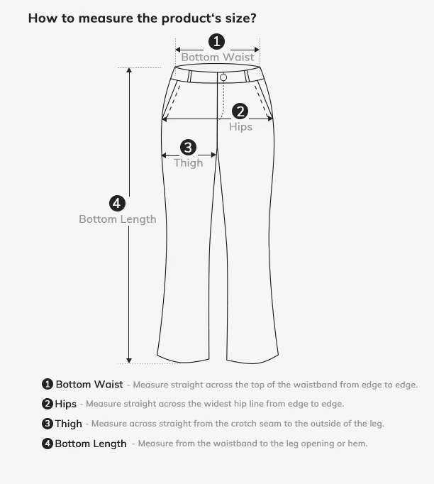 Step-by-step guide to measuring waist, hips, thigh, and bottom length for clothing fit on AliExpress.